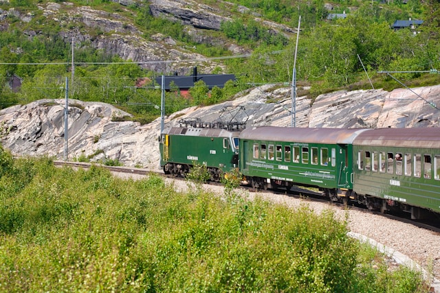 Fl&aring;msbana door berglandschap