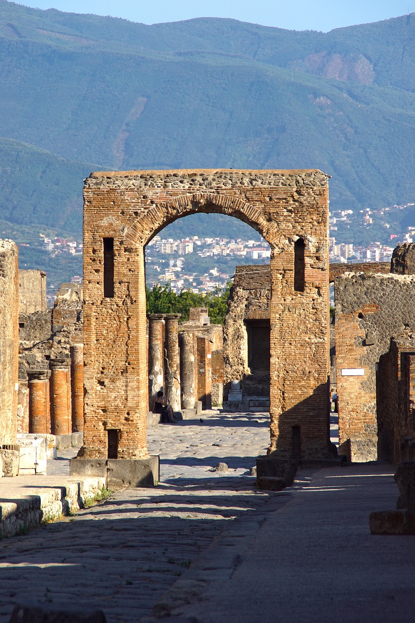 Straat in Pompeï met oude stenen