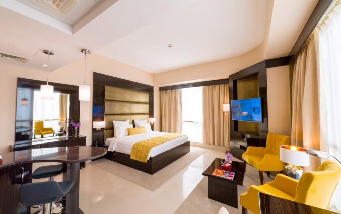 deluxe kamer met tweepersoonsbed van hotel Gevora in Dubai