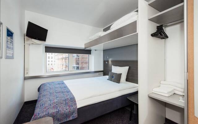 Tweepersoonskamer van hotel Cabinn City Kopenhagen