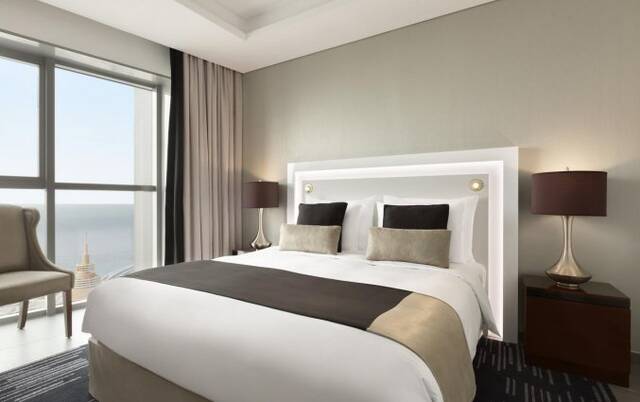 Tweepersoonskamer van hotel Wyndham Dubai Marina