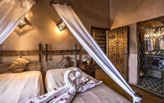 Tweepersoonskamer van Hotel Kasbah Le Mirage in Marrakech