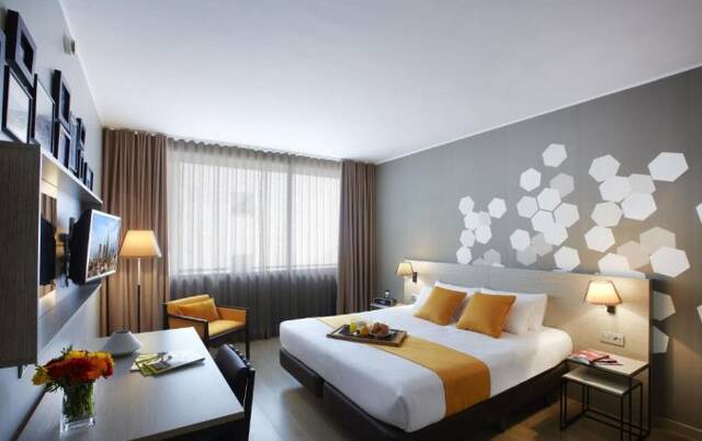 Tweepersoonskamer van hotel Citadines Ramblas Barcelona