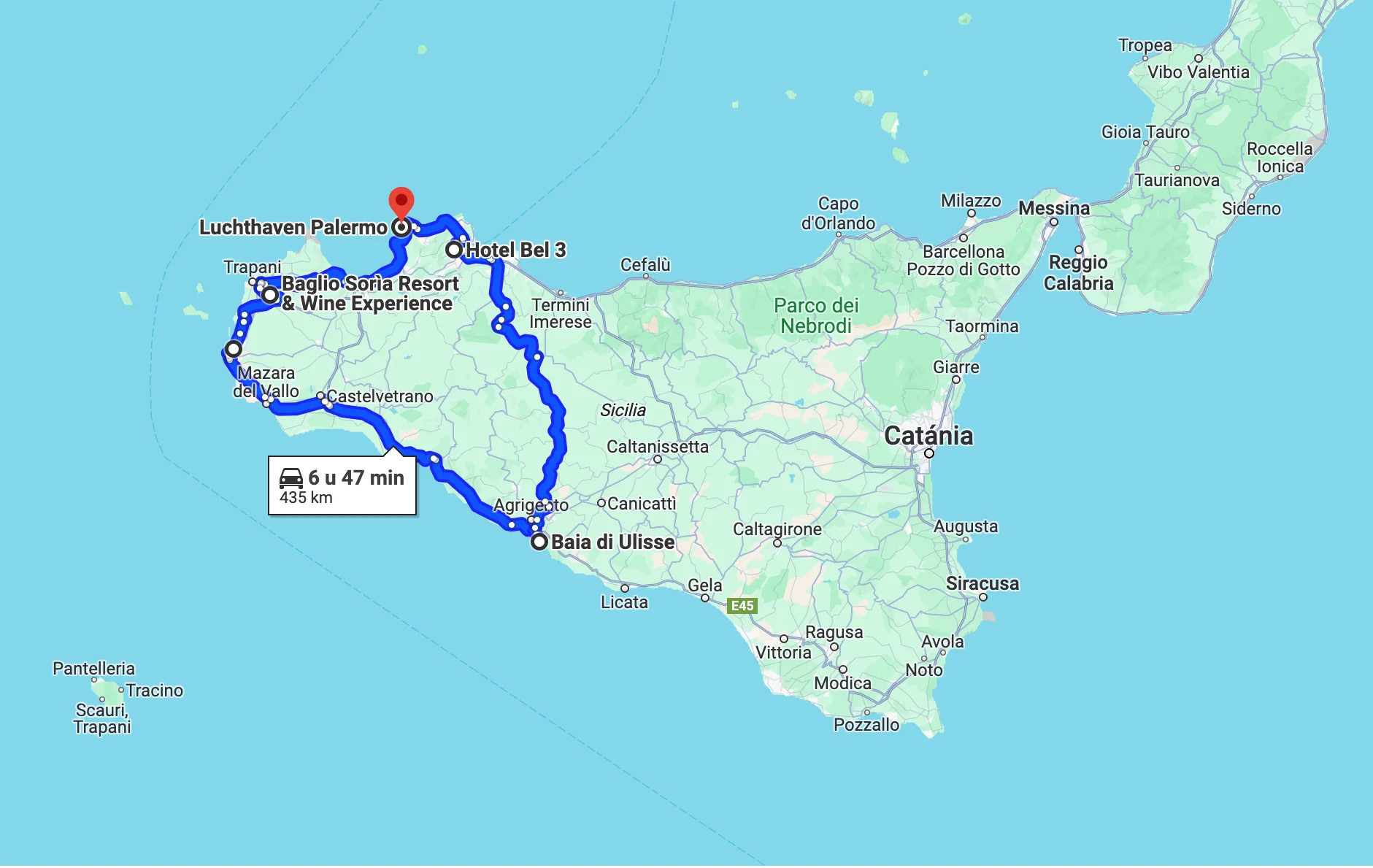 Rondreis West Sicilië Route