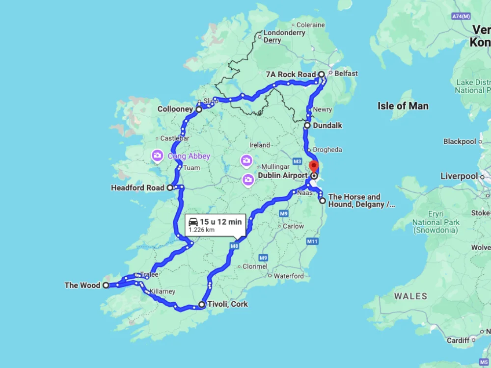 Complete rondreis Ierland route