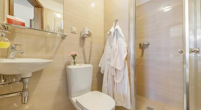 Badkamer van een tweepersoonskamer van Hotel Alexander in Krakau