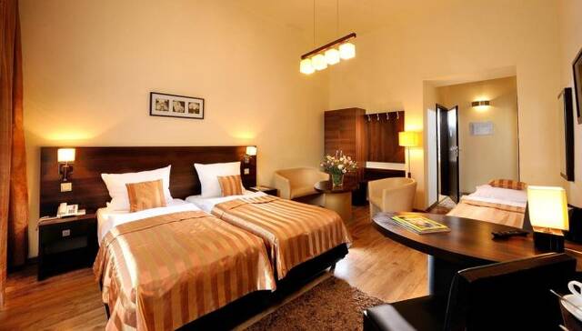 Tweepersoonskamer van Hotel Spatz in Krakau